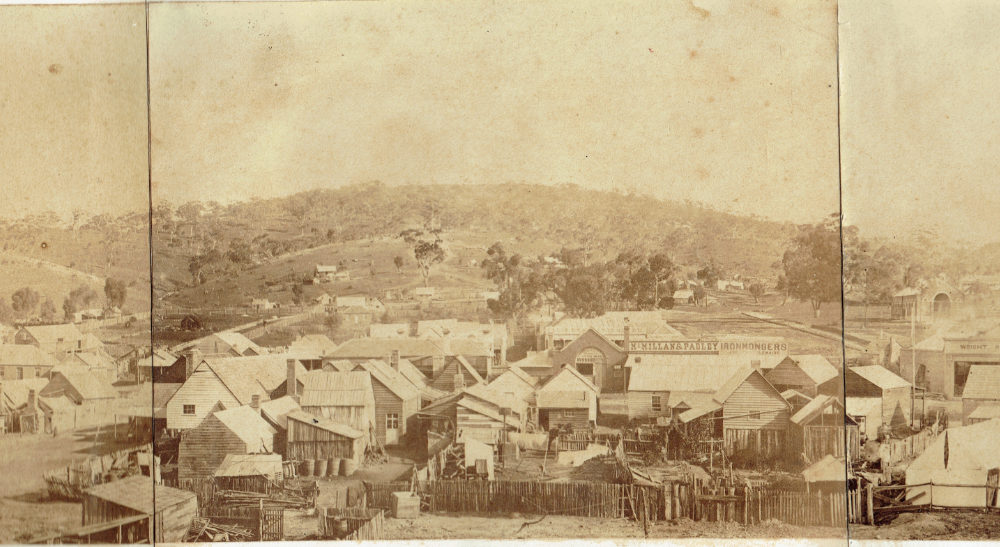 Image of Maldon 1860 Panorama research Bendigo historic researcher local Derek Reid of Central Victoria